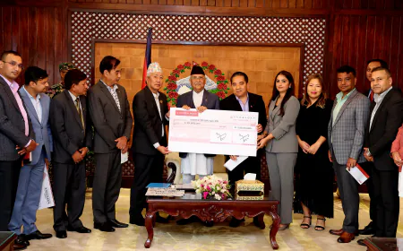 Prime Minister Receives Funds for Disaster Relief from Hydropower and Financial Companies