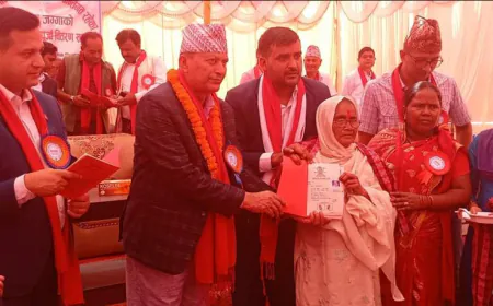 Minister Adhikari Distributes Land Certificates to 1,500 Families